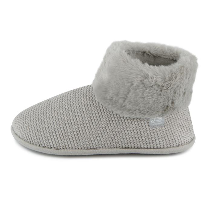 Isotoner® Ladies Knit Boot With Fur Cuff Grey Extra Image 3